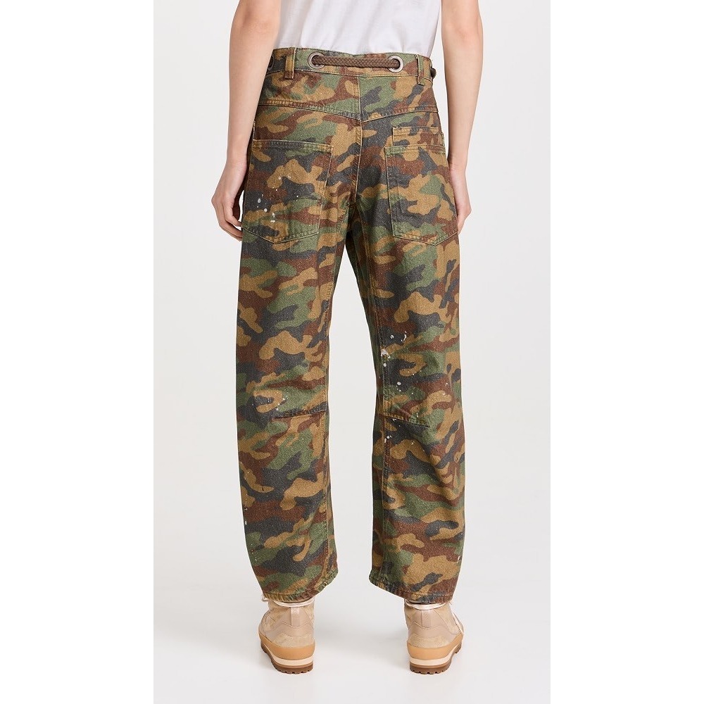 Free People Moxie Printed Low Slung Barrel Leg Jeans Camo Paint Splatter 28 - Picture 3 of 8